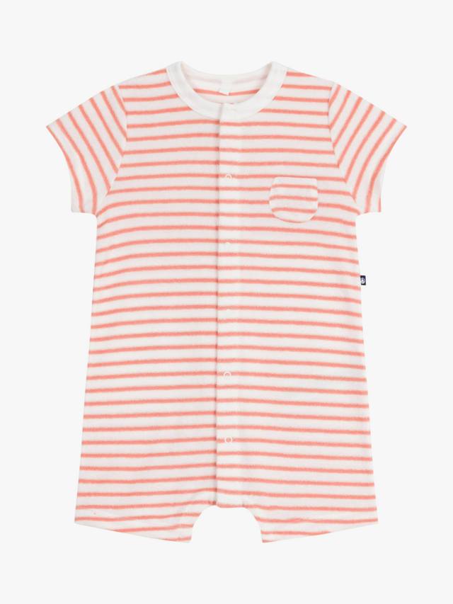 

Детский хлопковый комбинезон в полоску Petit Bateau, Marshmallow/Apricot