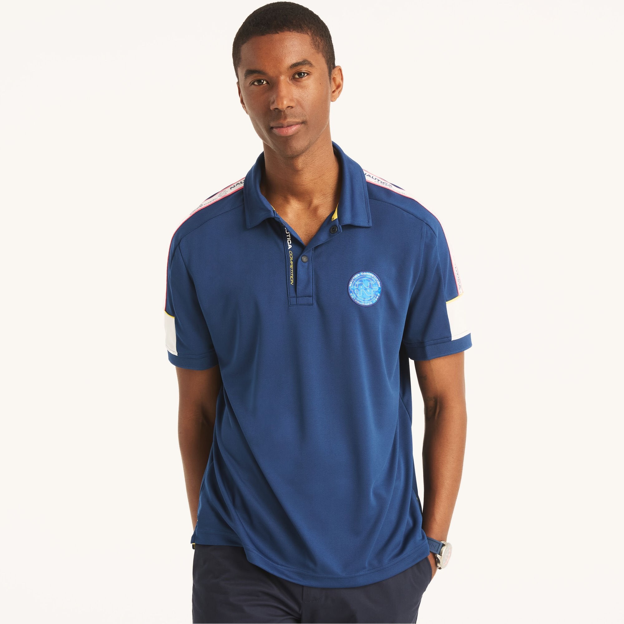 

Мужская рубашка-поло Nautica Classic Fit, изготовленная из экологически чистых материалов, цвет blue depths