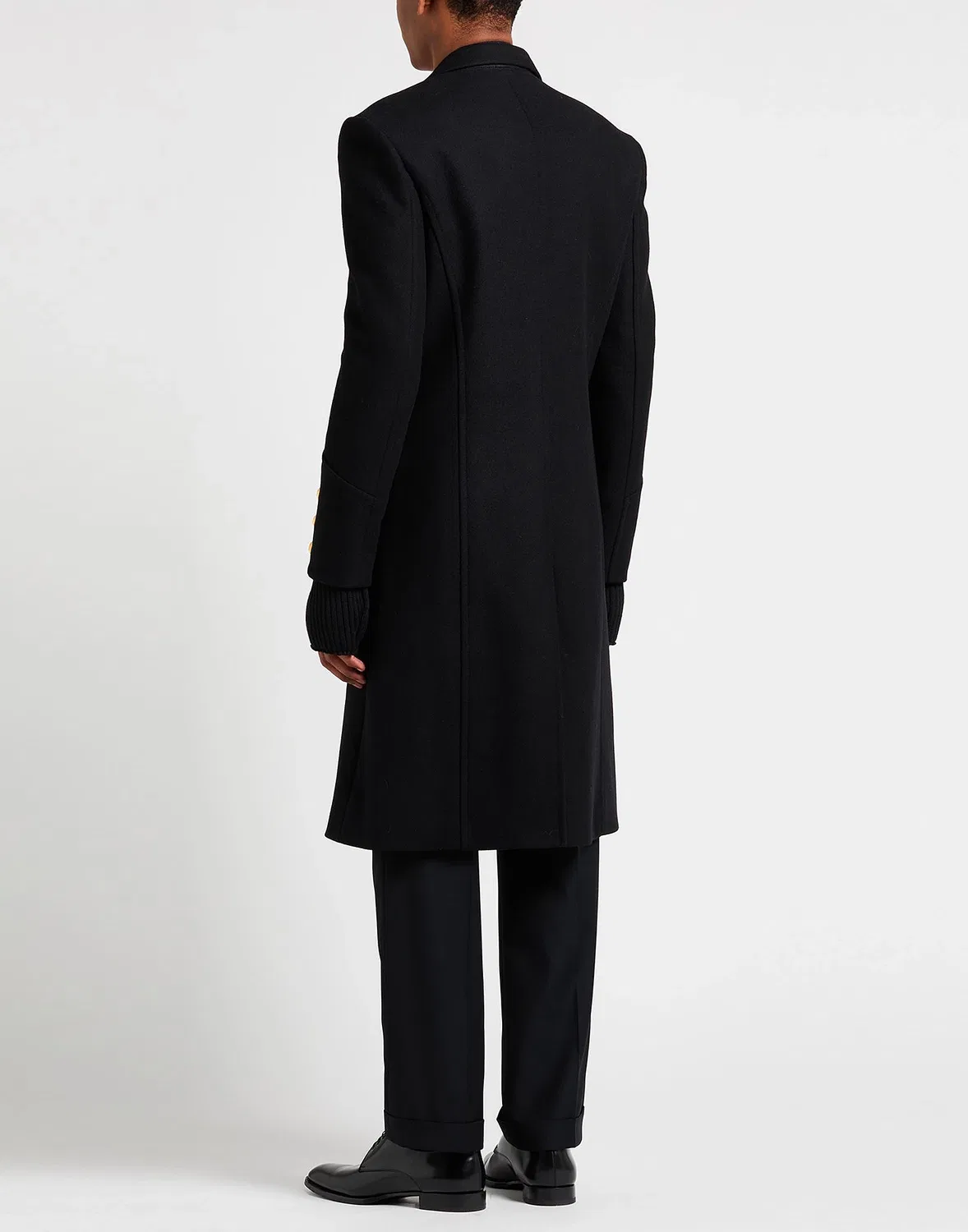Пальто однобортное из шерсти Black BALMAIN — фото 3