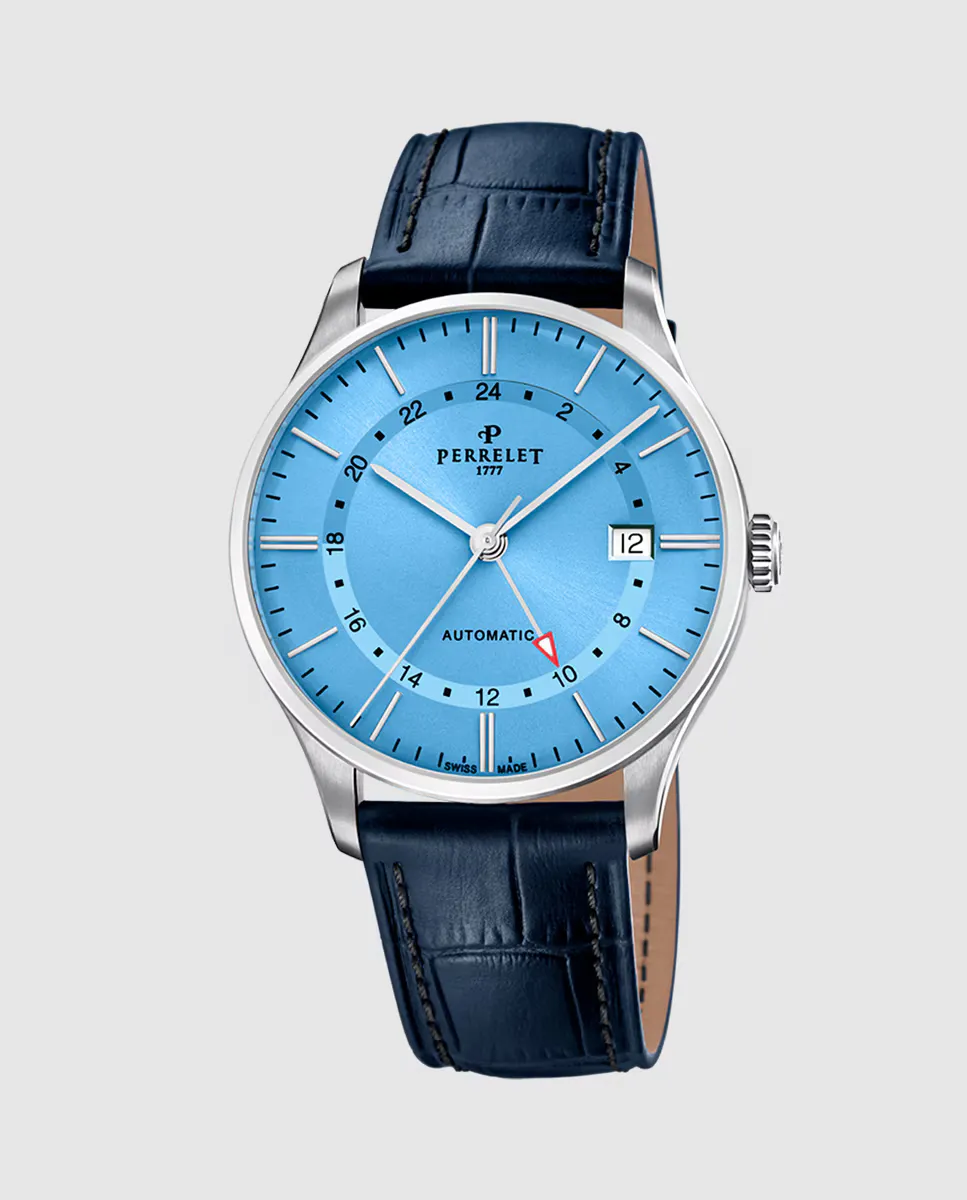 

A1304/A Мужские часы Weekend Ice Blue из синей кожи Perrelet, синий
