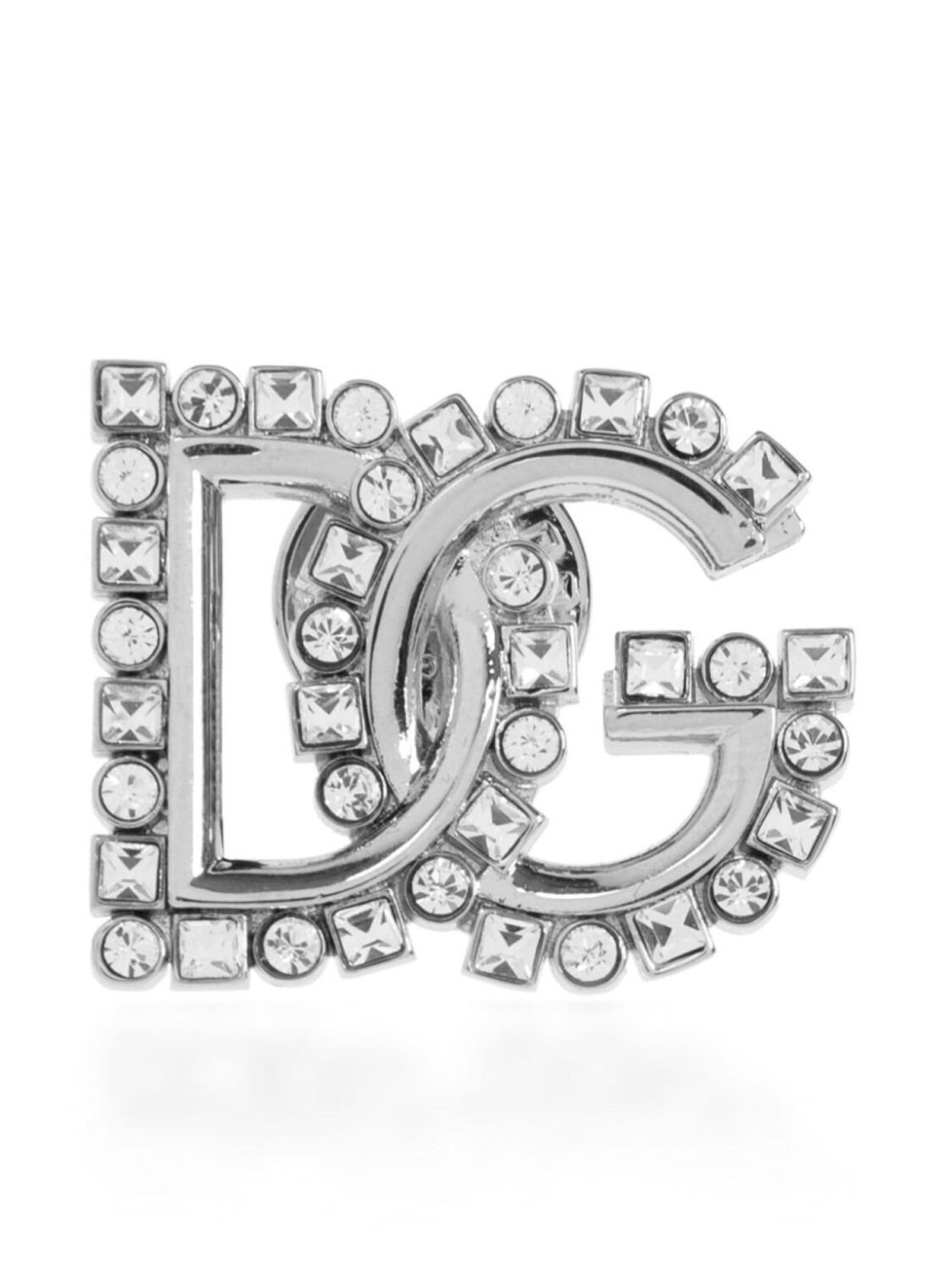 

Dolce & Gabbana брошь DG с кристаллами, серебряный