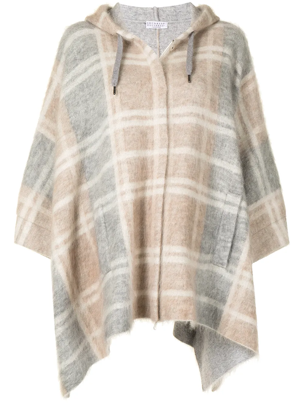 

Укороченное пальто в клетку тартан Brunello Cucinelli, коричневый