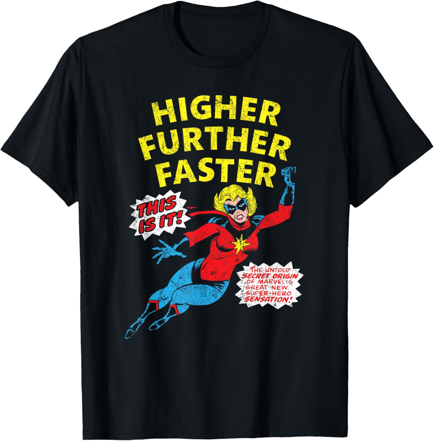 

Футболка Marvel Captain Marvel, Higher Father Faster 1977, черная