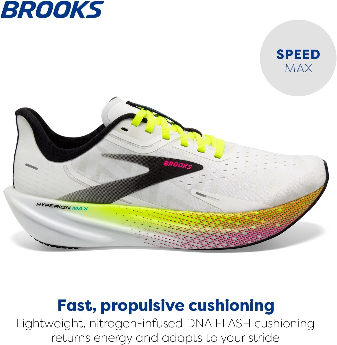 Мужские нейтральные беговые кроссовки Brooks Hyperion Max, белый/черный — фото 2