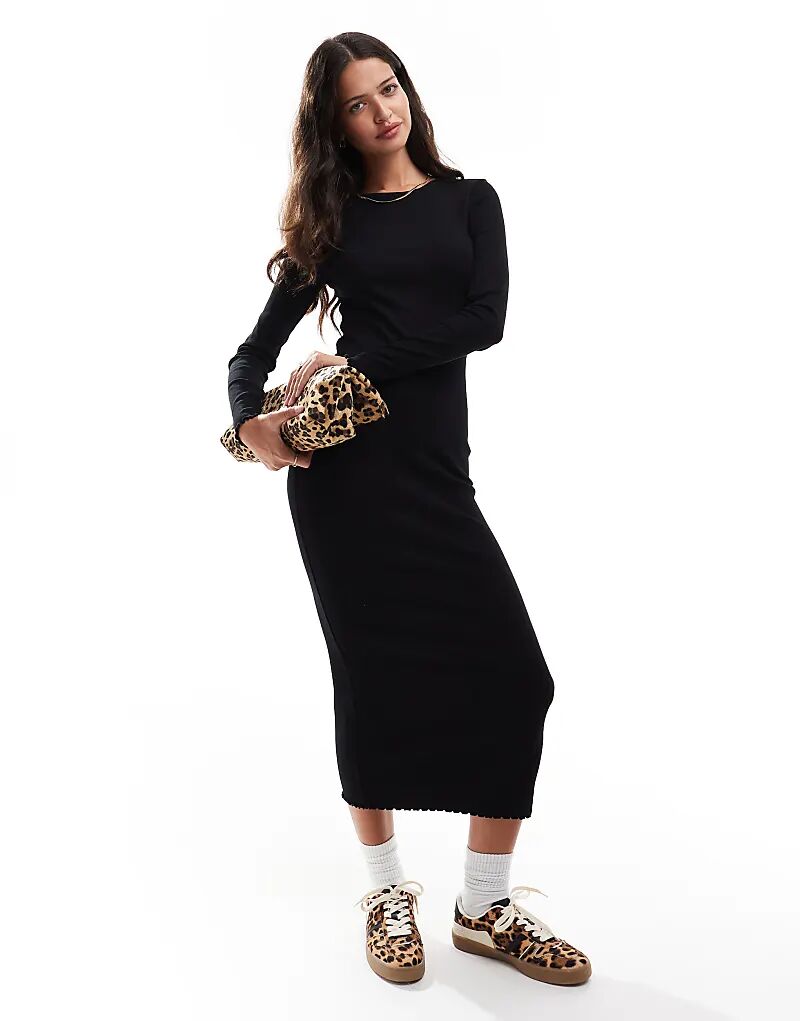 

Платье миди с длинными рукавами черного цвета Miss Selfridge