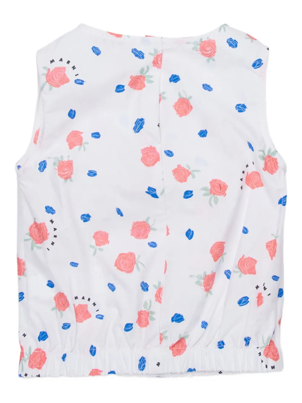 Топ с оборками и цветочным принтом Marni Kids, белый — фото 2