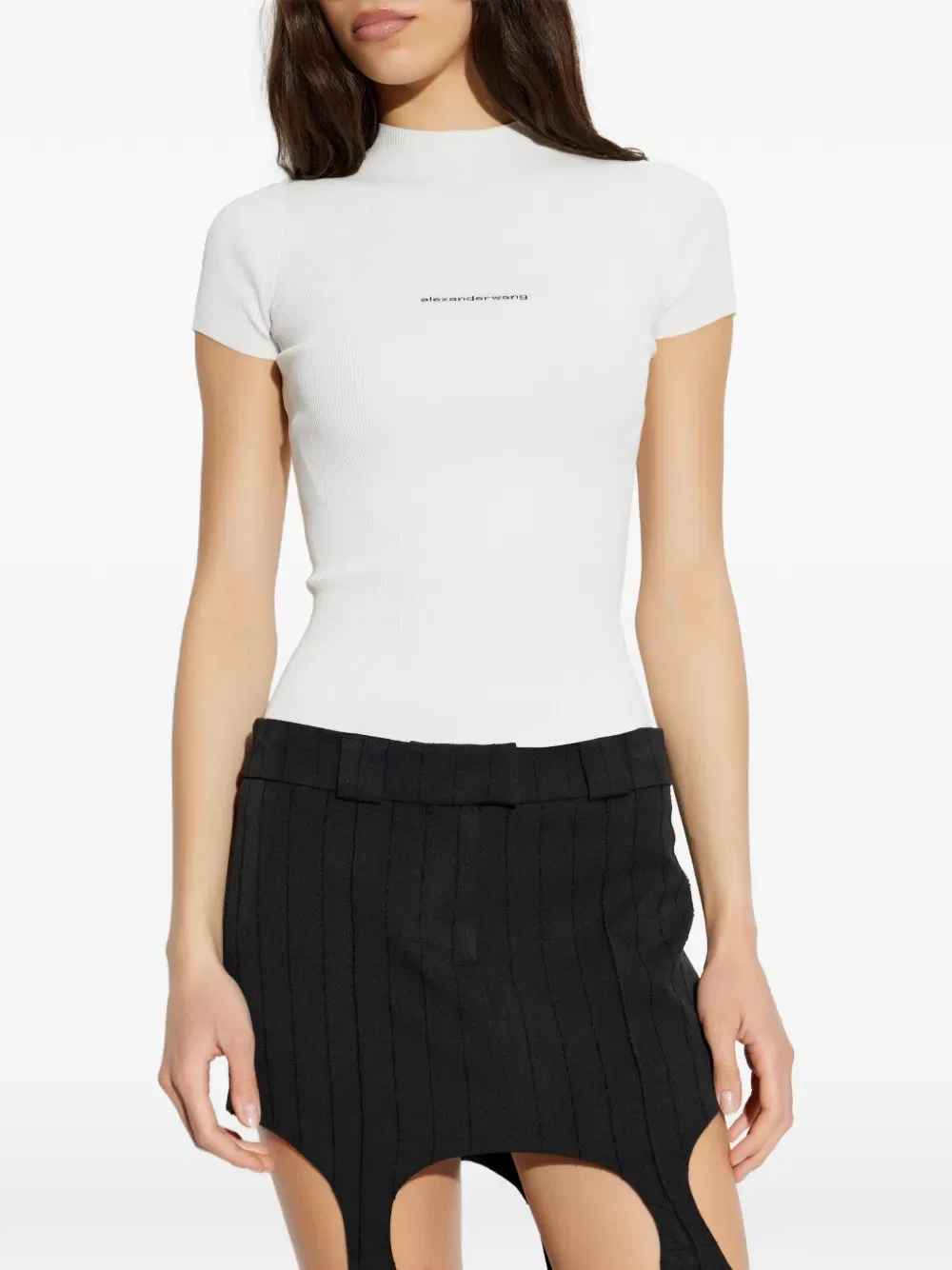 Футболка с жаккардовым логотипом Alexander Wang, белый — фото 3
