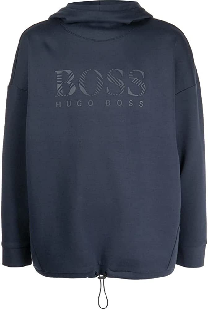 

Мужская синяя толстовка с капюшоном Hugo Boss Soody Iconic в тон с логотипом, синий