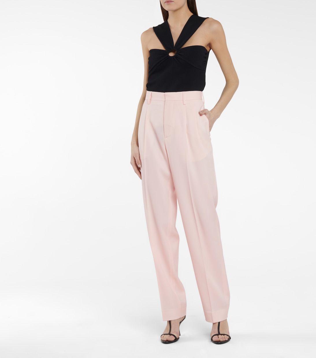 Узкие шерстяные брюки Julien с высокой талией Stella McCartney, Pale Pink — фото 2