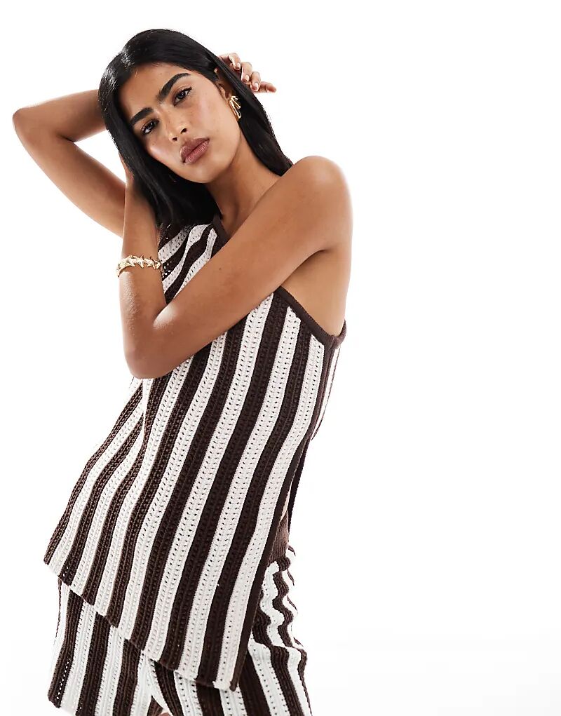 

Вязаный топ ASOS DESIGN в коричневую полоску