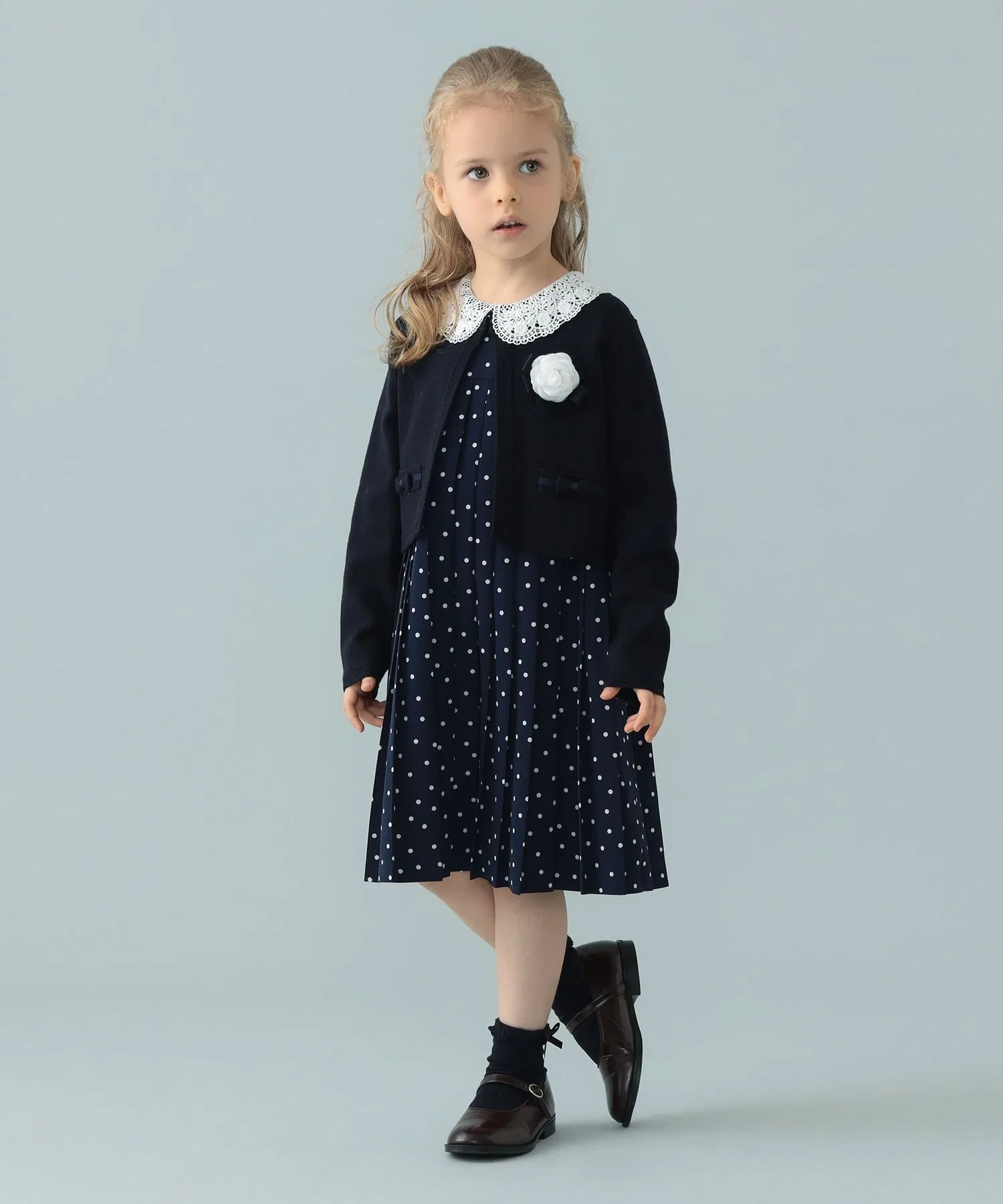 Детское платье こども ビームス Ceremony Dot Pleats Dress + Bolero (115-130cm) — фото 2