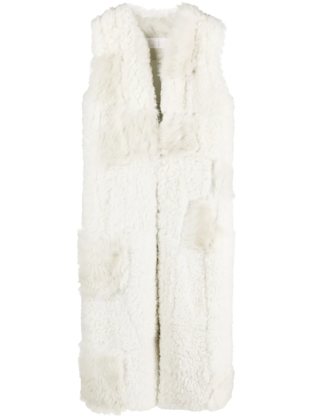 

Жилет из овчины в технике пэчворк Chloé, белый