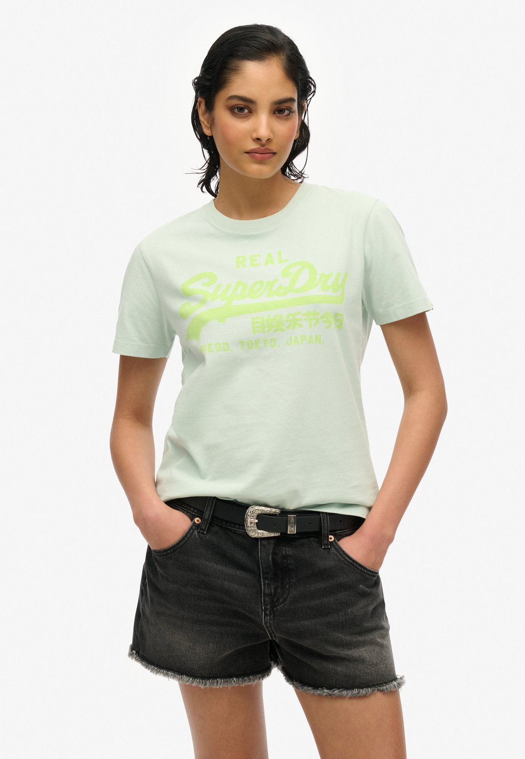 

Футболка с принтом VINTAGE LOGO NEON Superdry, серый