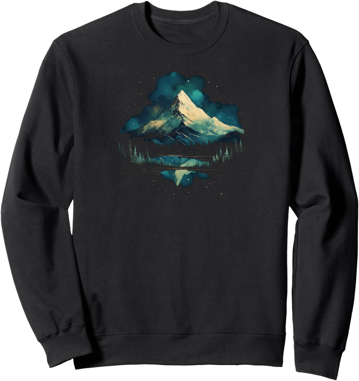 

Толстовка с изображением безмятежного горного пейзажа Mountain Landscape Apparel, черный