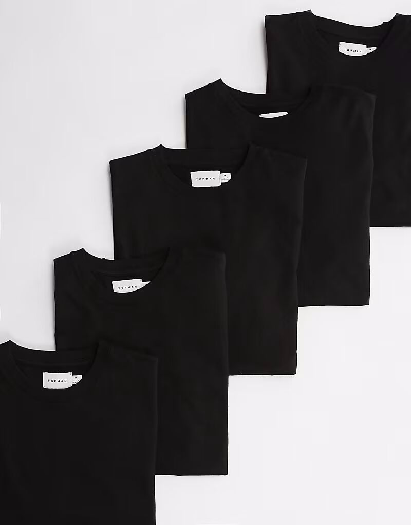

Футболки Topman Regular Fit, 5 пар, черного цвета