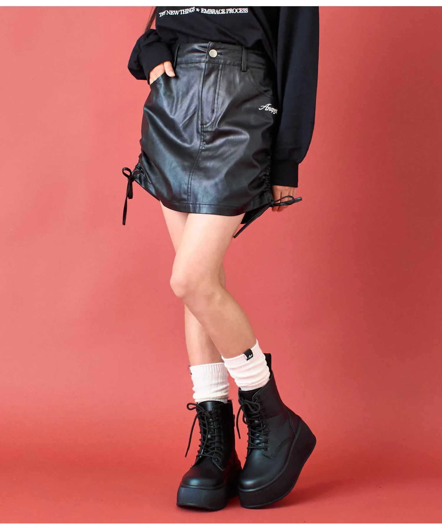 Детская мини-юбка ANAP GiRL из искусственной кожи с рюшами — фото 2