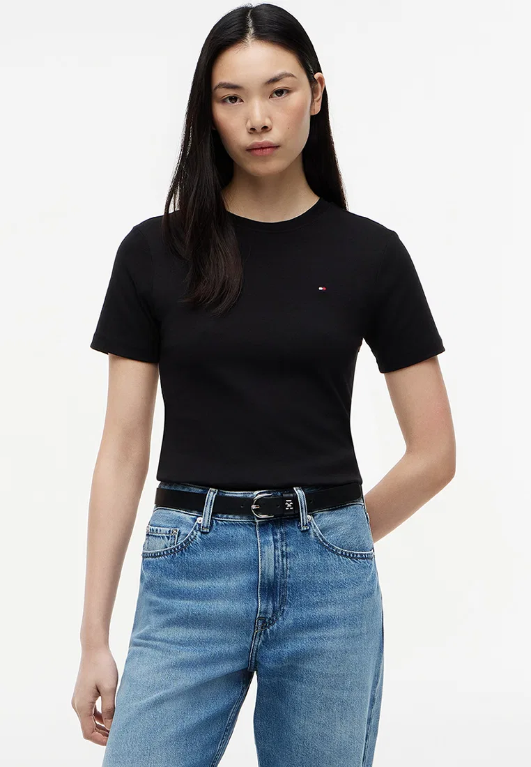 Футболка с вышивкой флага, круглый вырез, TH Mainline Tommy Hilfiger, черный