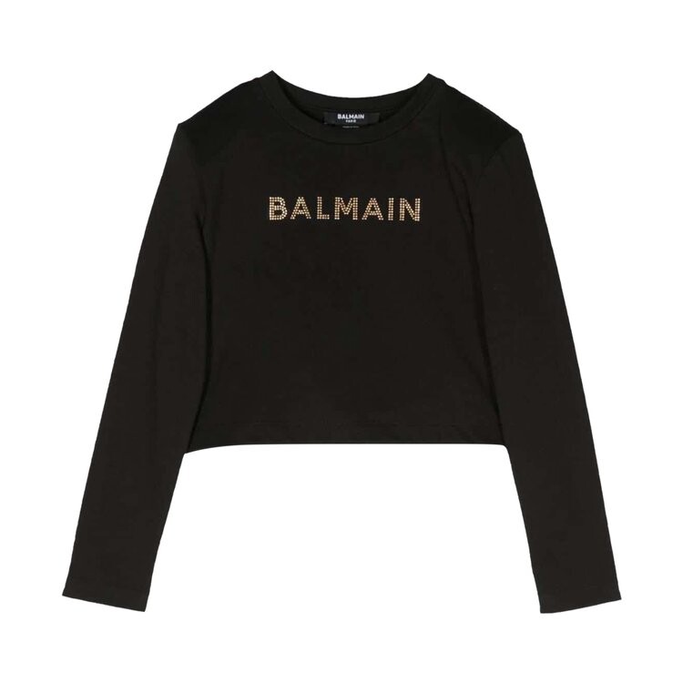 

Толстовка Balmain Kids Stud Embellished Crewneck Sweatshirt, черный