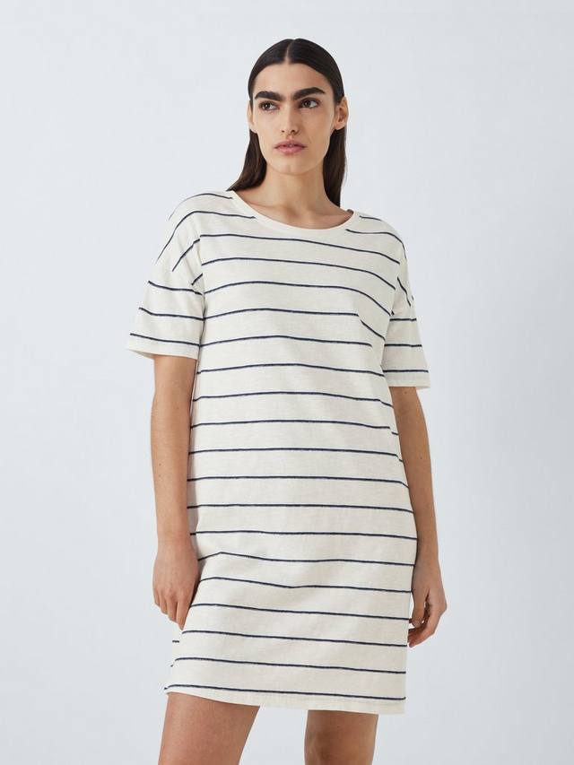 

Футболка для сна в полоску John Lewis, цвет Ivory/Navy