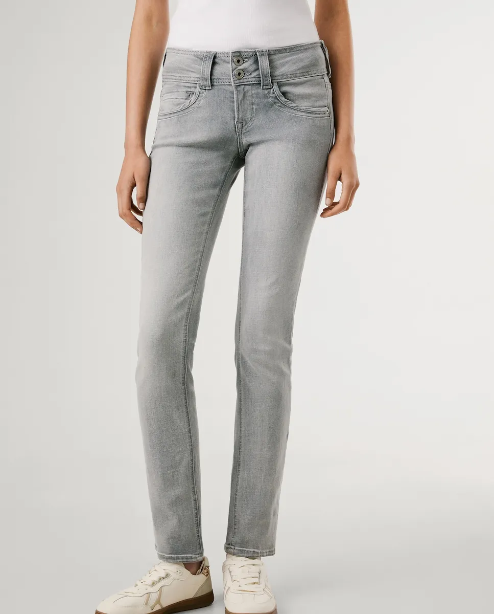 

Прямые женские джинсы средней посадки с эффектом износа Pepe Jeans, серый