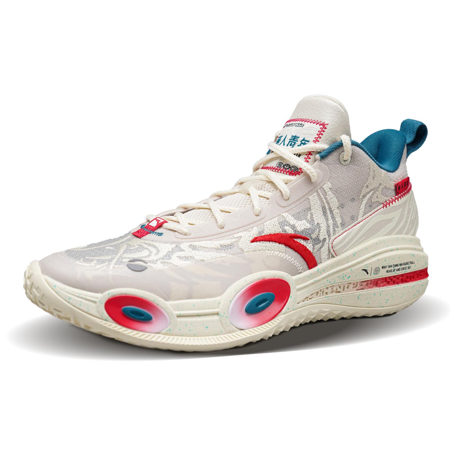 ANTA x Raid 1 White Dragon Низкие баскетбольные кроссовки мужские бежево-серо-красные OCCUPY — фото 2