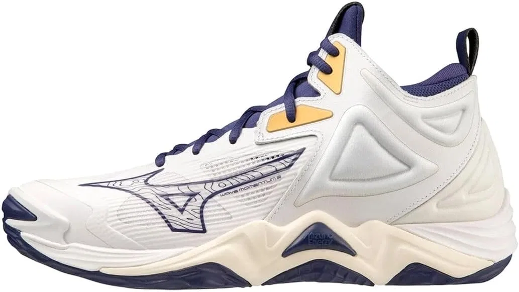 Волейбольные кроссовки Mizuno Unisex Wave Momentum 3 Mid, Multicoloured White Blue Ribbon Mpgold