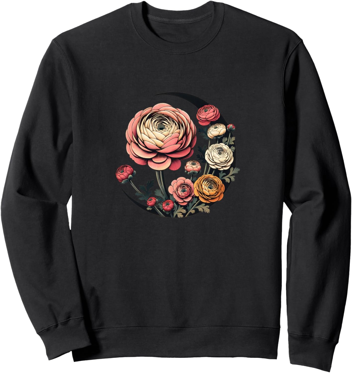 

Иллюстрация луны и лютика, толстовка с цветочным рисунком Vintage Moons Lover Snugg, черный