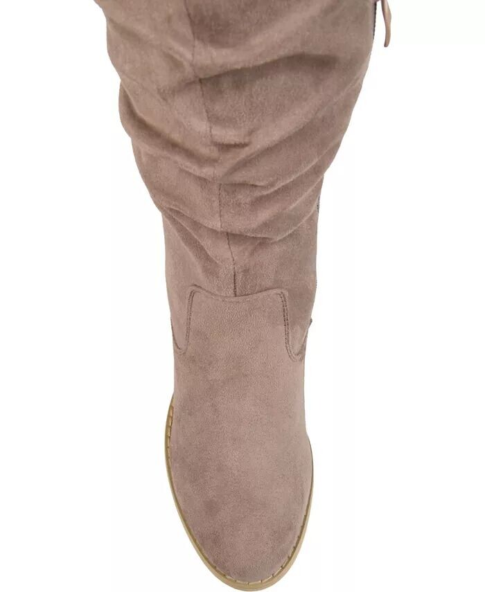 Женские сапоги Kaison Stacked Heel выше колена Journee Collection, коричневый/бежевый — фото 4