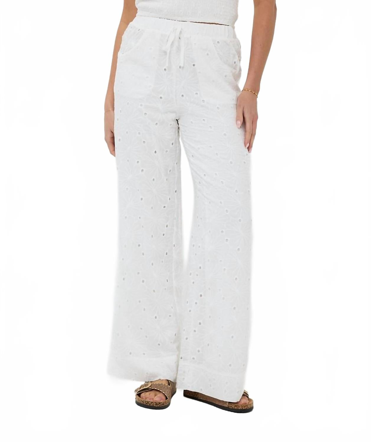 

Брюки с цветочной вышивкой в оттенке айвори ESQUALO, кремовый