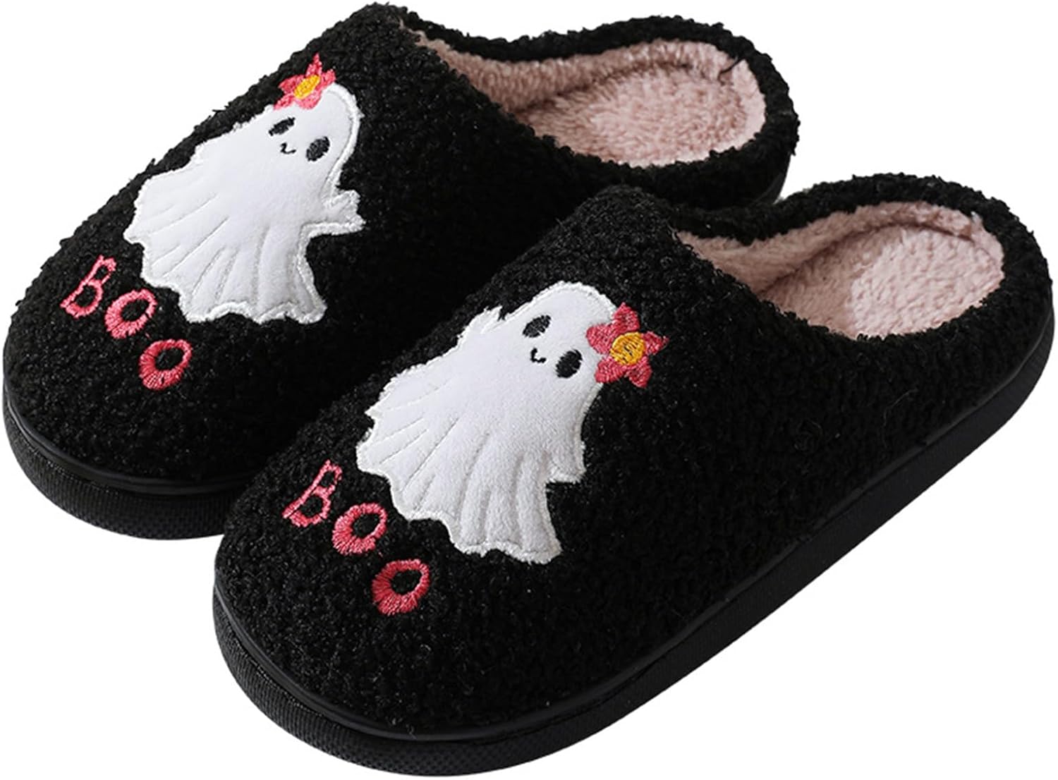 

Женские и мужские тапочки с милым мультяшным узором на Хэллоуин и Рождество, с антискользящей подошвой, уютные домашние зимние тапочки из мягкого плюша, теплые, подарок для девушки Coleyn, черный