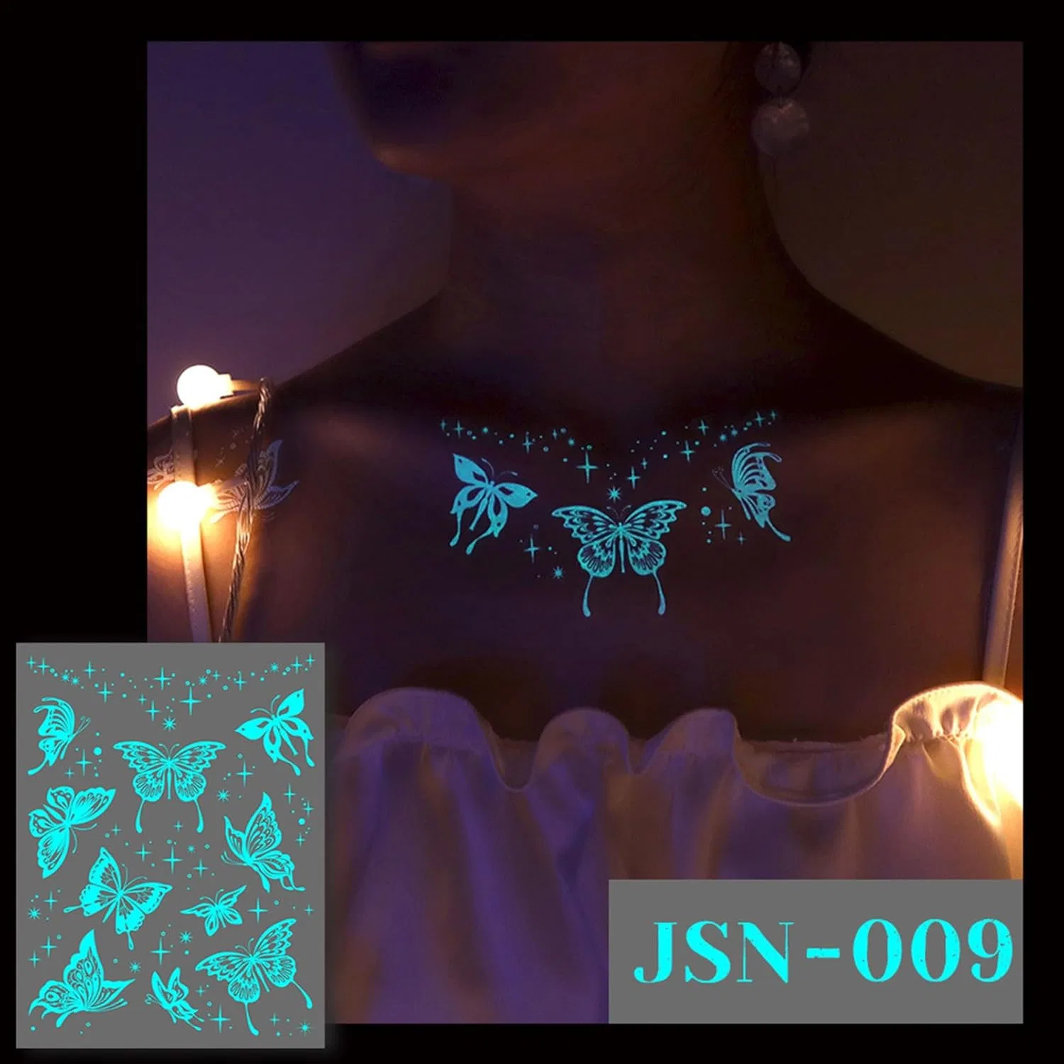 Временные татуировки для тела светящиеся Luminous Body Temporary Stickers, 6 шт — фото 2