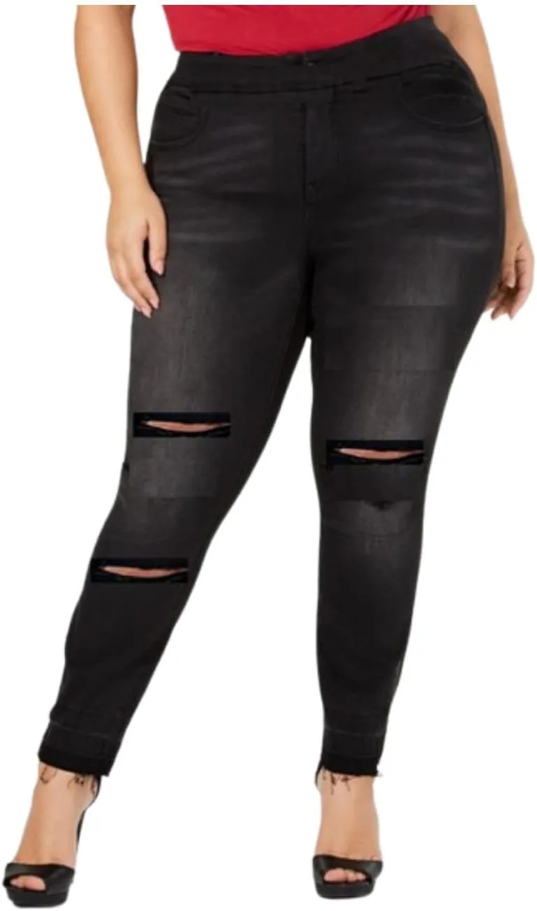 

Суперэластичные рваные джинсы-леггинсы с эластичным поясом AIDAYOU