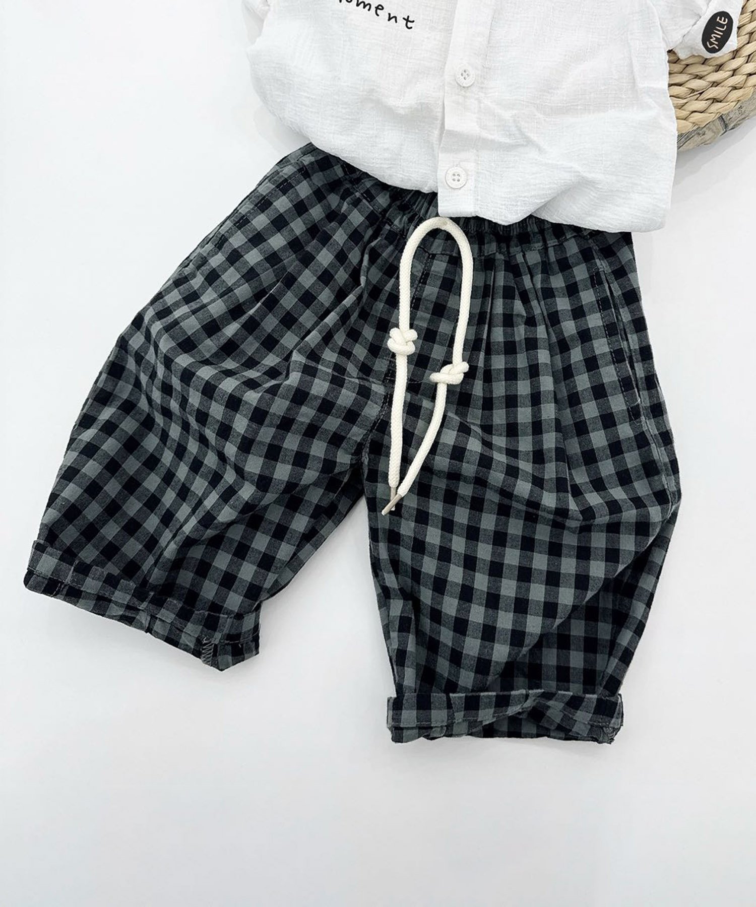 Клетчатые повседневные брюки Aimoha Kids, green