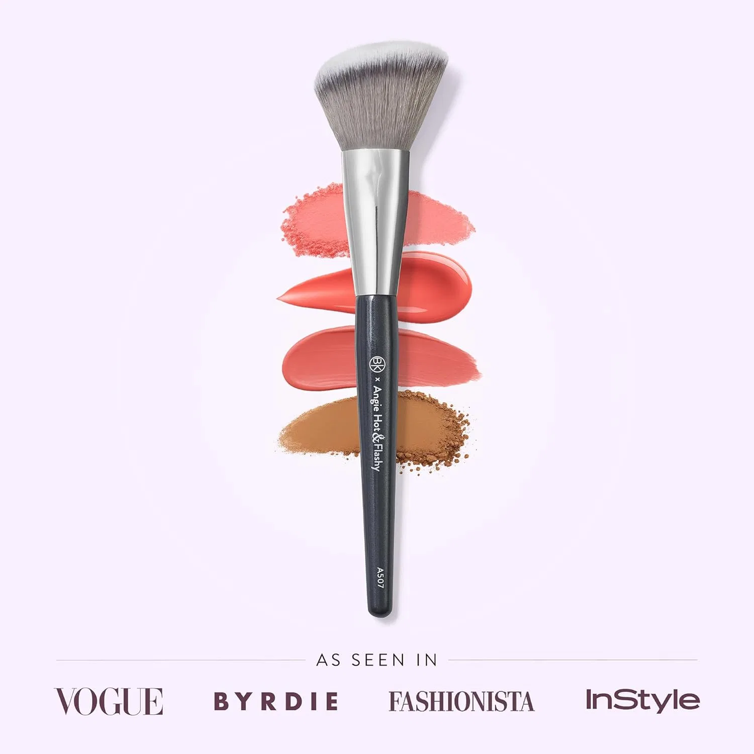 Кисть угловая BK Beauty A507 Angie Hot & Flashy для румян, бронзера и контурирования, серая — фото 2
