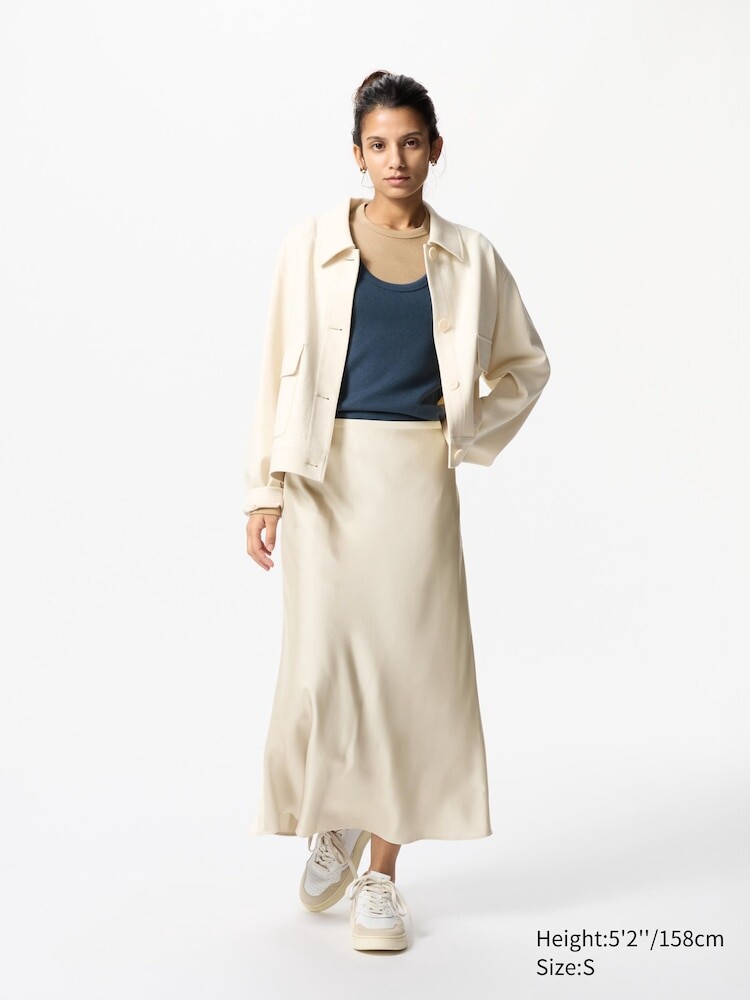 

Юбка атласная короткая Uniqlo, цвет 30 бежевый