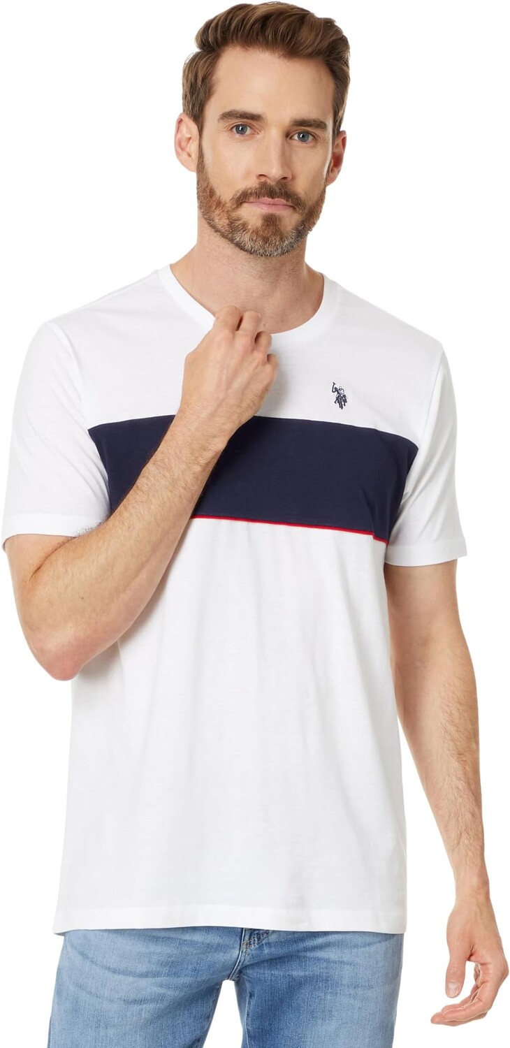 

Футболка U.S. POLO ASSN. Short Sleeve Colorblock Stripe Crew Neck Jersey Tee Shirt, белый
