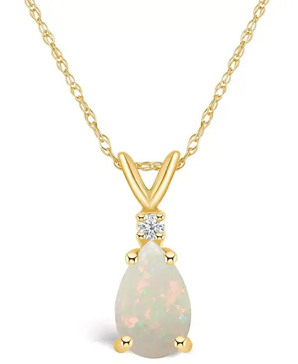 

Ожерелье с подвеской из 14-каратного белого золота или 14-каратного золота с опалом (1/2 карата) и бриллиантами Macy'S, gold