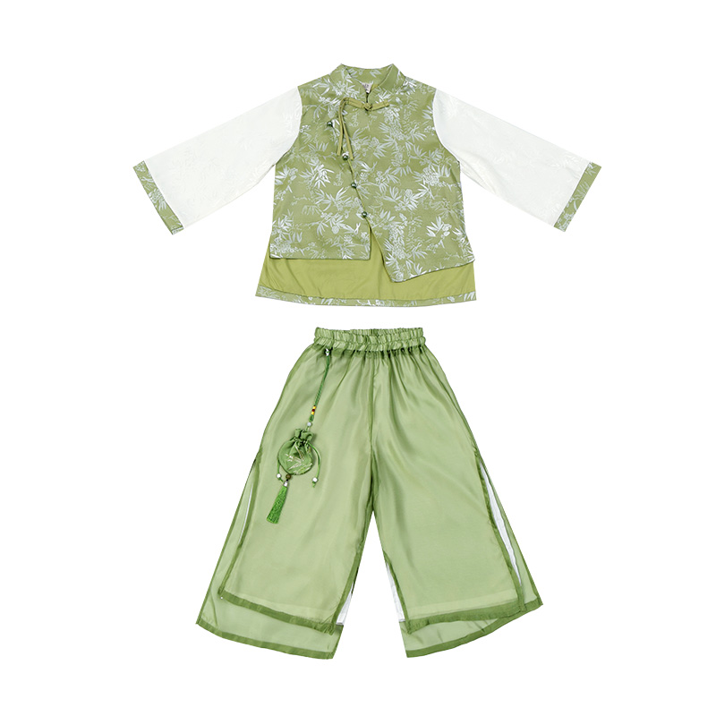 

Детский комплект из двух предметов: юбка с отложным воротником, средней длины PROTECTCAMEL, зеленый