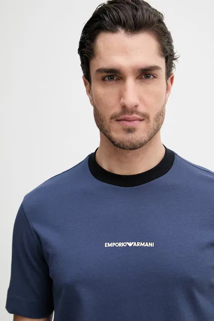 Футболка из хлопка Emporio Armani, синий — фото 4