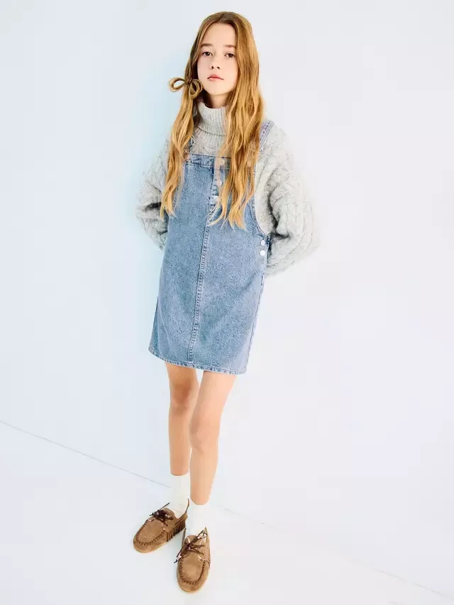 Детское джинсовое платье-сарафан Mia, синее Mango