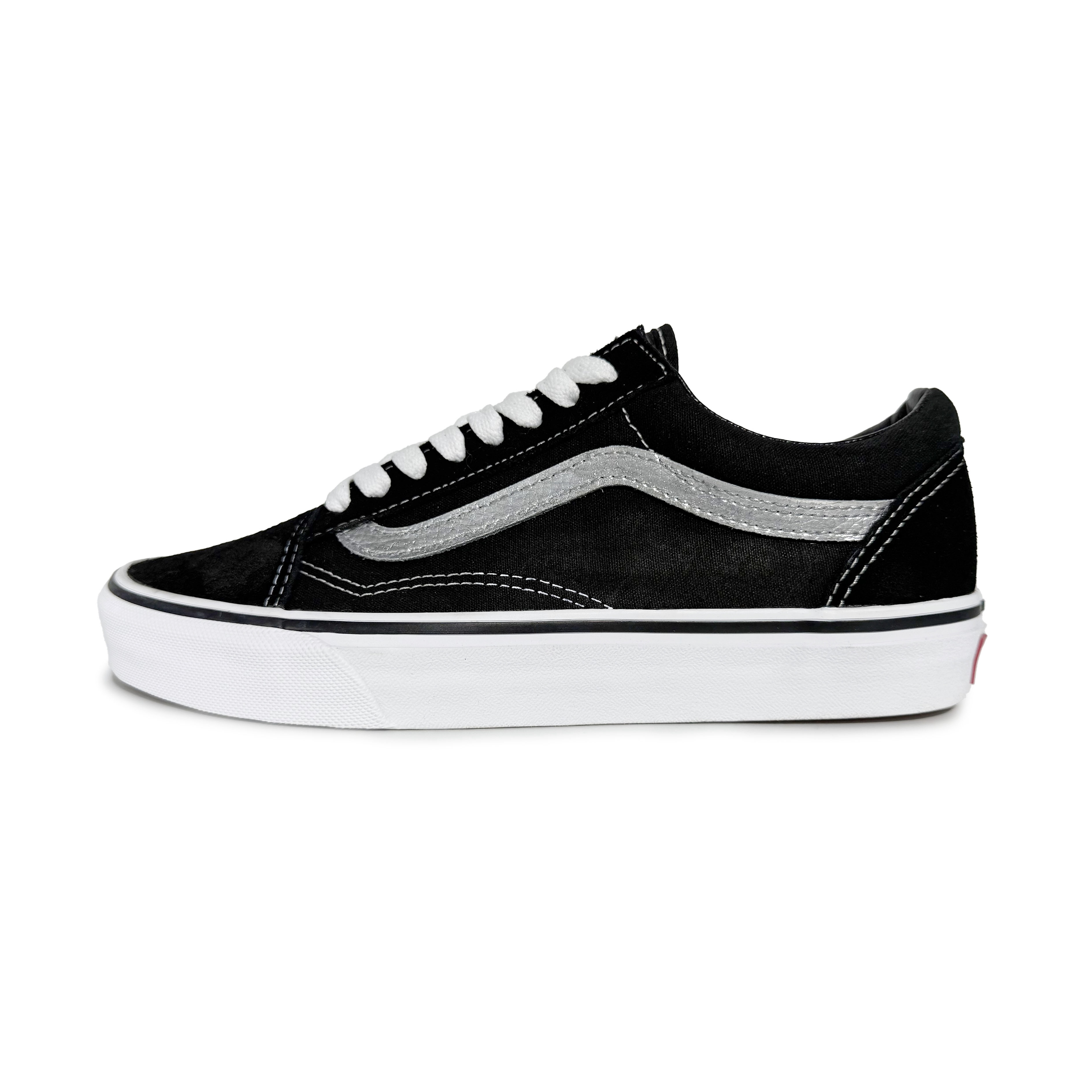 Vans Кроссовки Old Skool Black Lightweight Low Top для скейтбординга, унисекс, черно-серебристые
