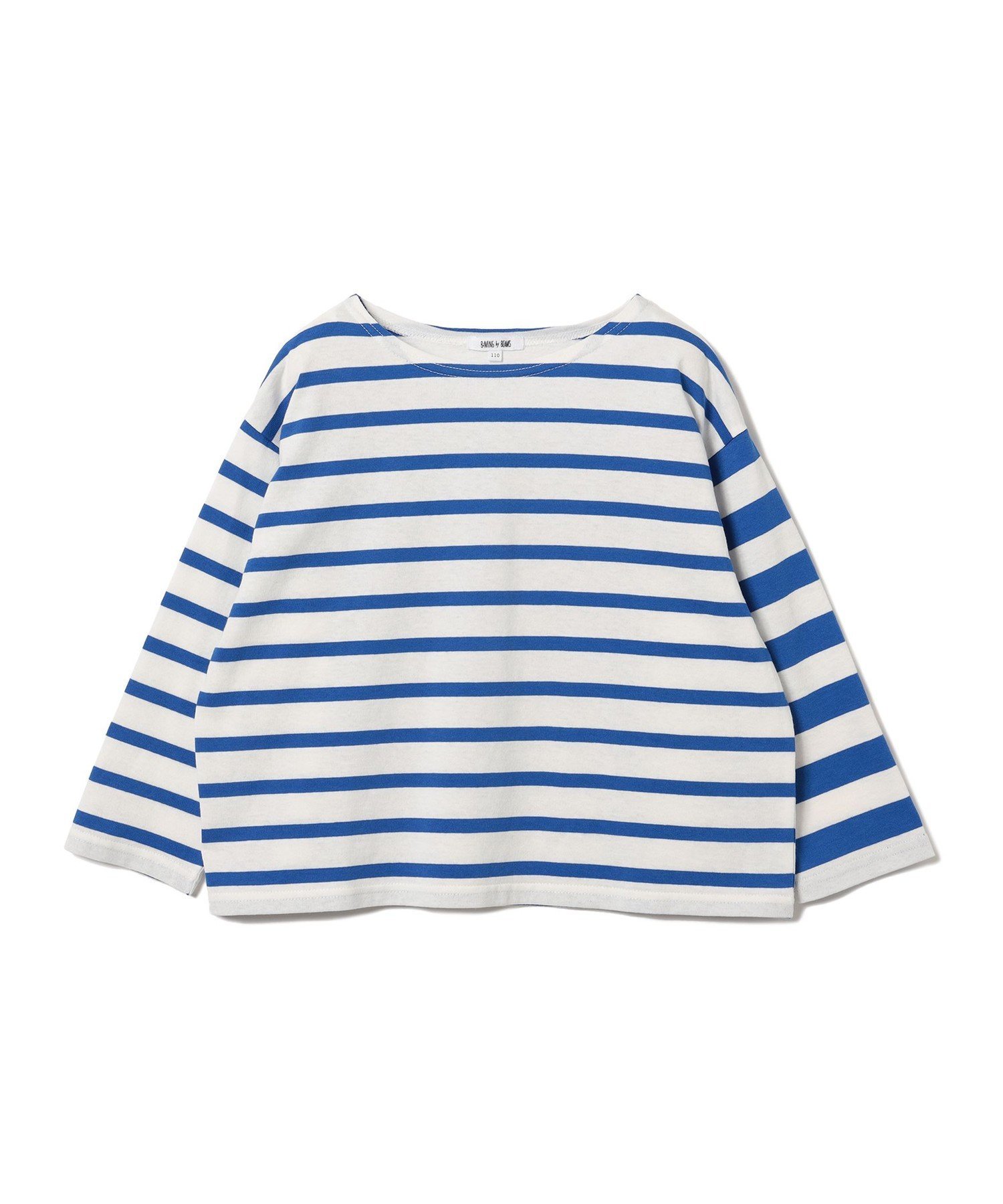B:MING by BEAMS / Полосатая футболка с вырезом-лодочкой (90-140 см), BLUE