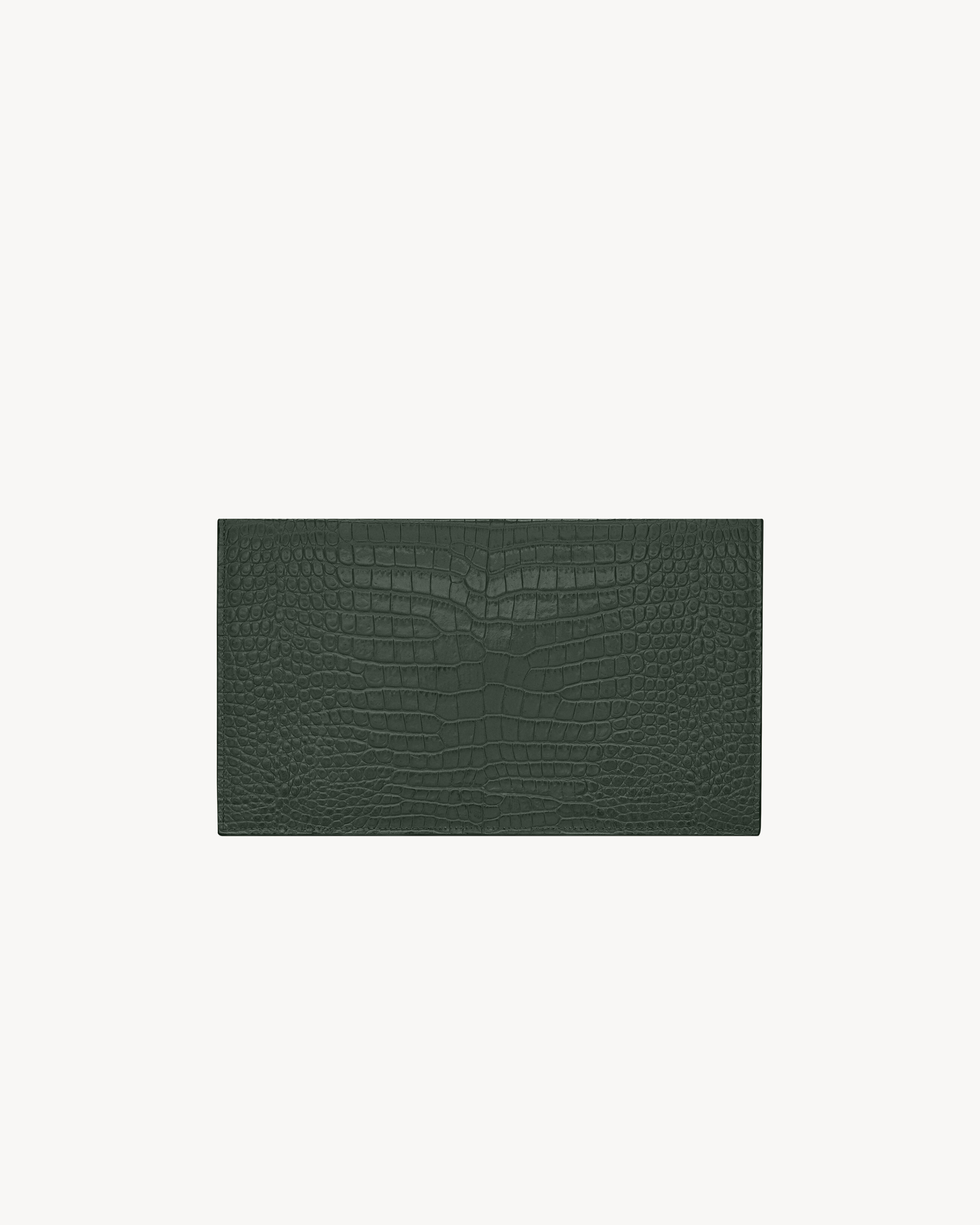 Сумка-клатч UPTOWN из лакированной кожи с тиснением под крокодила SAINT LAURENT, зеленый — фото 2