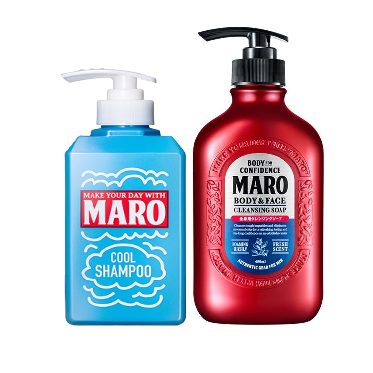 

Очищающее средство для лица и гель для душа 2 в 1 набор для умывания и ухода осветляющий освежающий тип 450мл + охлаждающий тип 400мл Maro, two-piece set: refreshing lime scented shampoo 350ml+cleansing & shower gel 2-in-1 400ml (refreshing type...