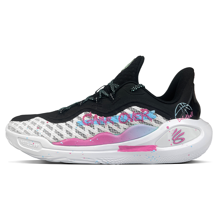 

Баскетбольные кроссовки Curry 11 Basketball Shoes Men Low-Top Pink Under Armour, белый/черный/розовый