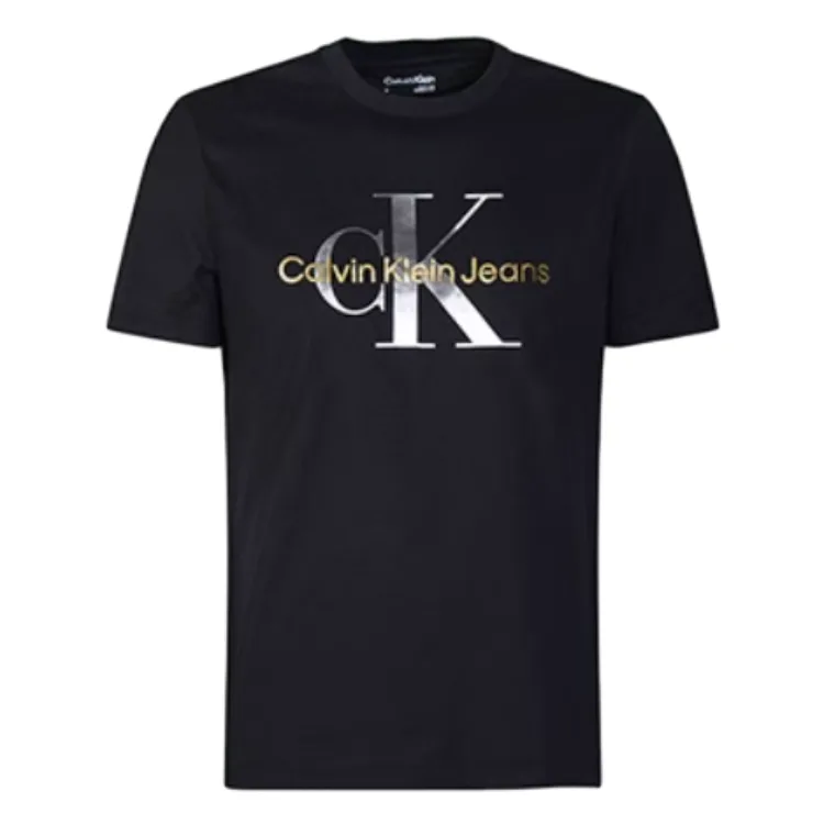 Футболка мужская с круглым вырезом Calvin Klein, Black with Gold Letter — фото 3
