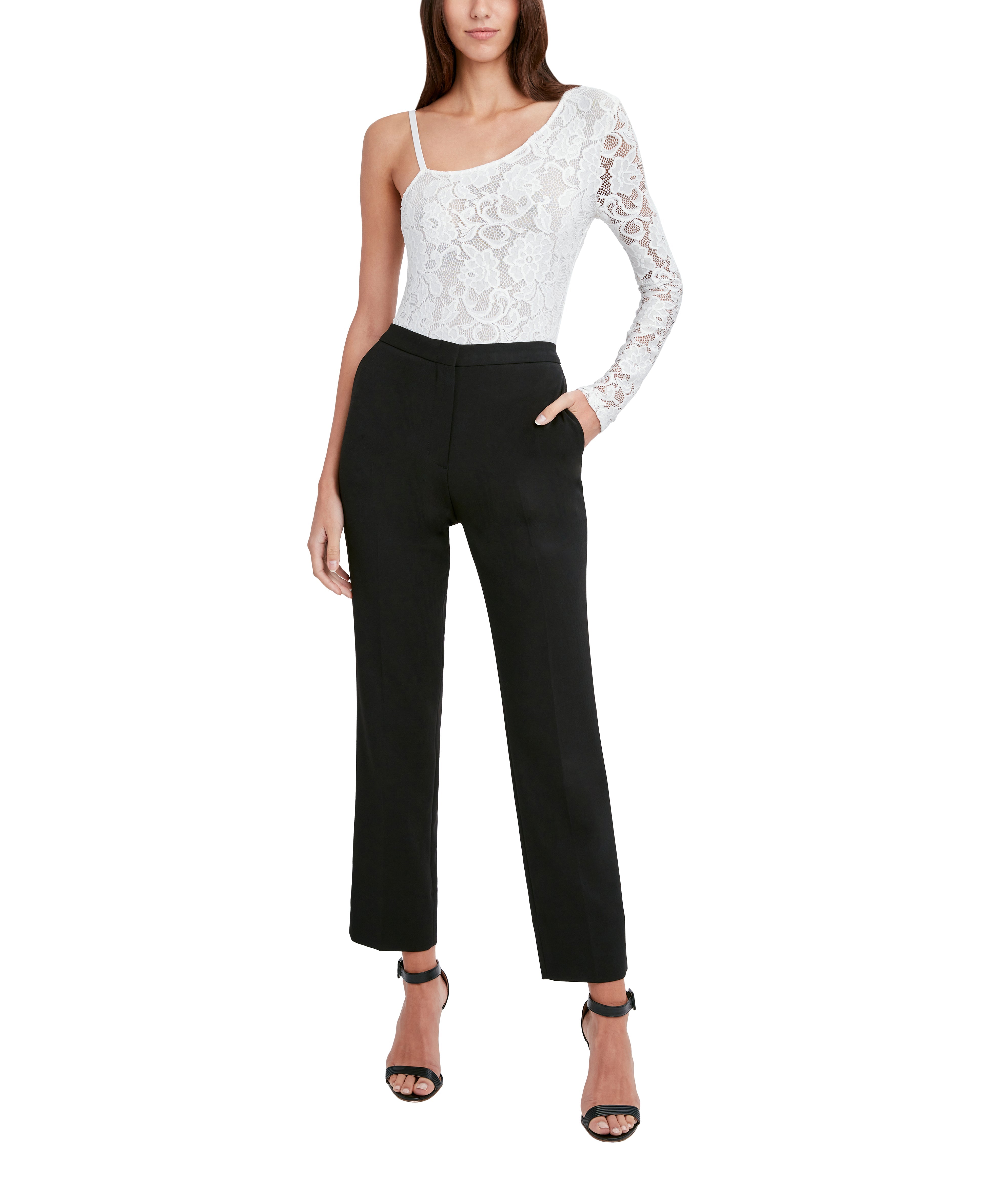 

КРУЖЕВНОЕ БОДИ НА ОДНО ПЛЕЧО BCBGMAXAZRIA, цвет gardenia