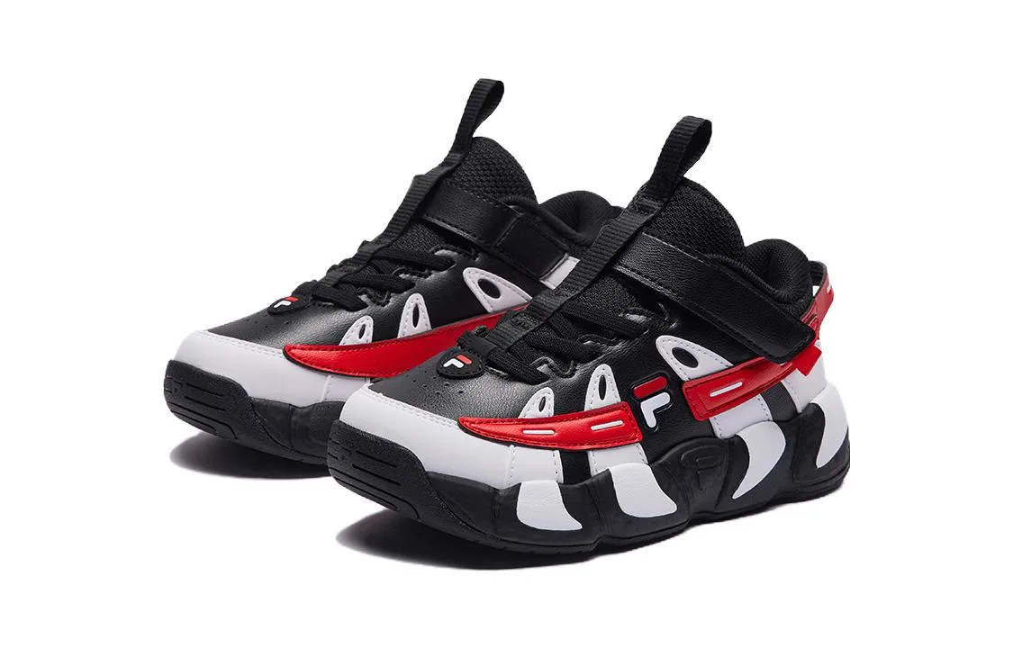 FILA KIDS Кроссовки детские баскетбольные low top из синтетической кожи с амортизацией croissant черный белый красный — фото 4