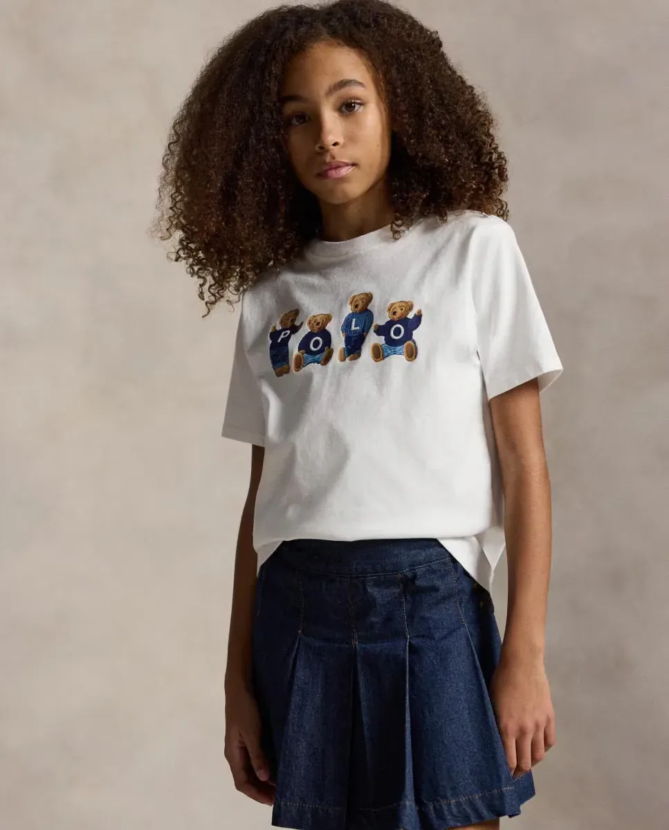 Детская футболка из плотного хлопка с медвежонком Polo Polo Ralph Lauren, белый
