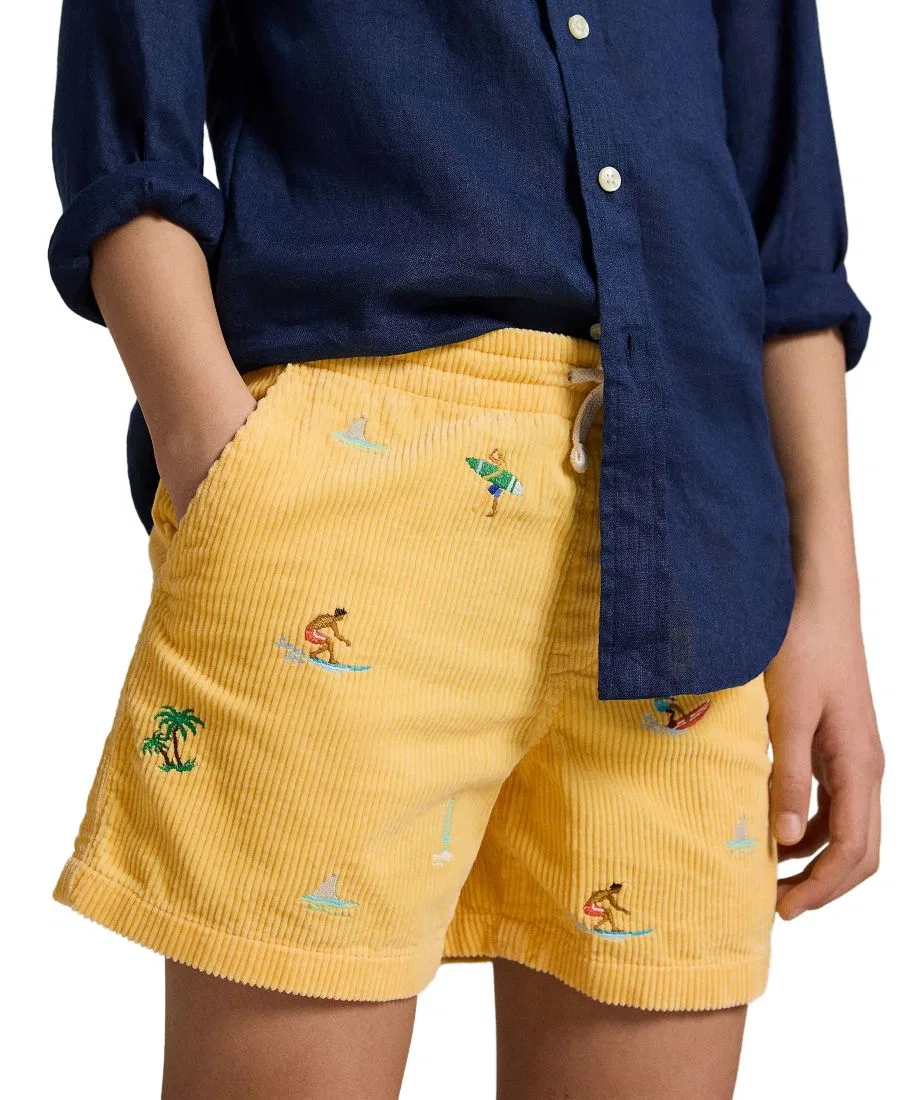 Детские вельветовые шорты Polo Prepster с вышивкой, размер 8-20 Polo Ralph Lauren, желтый — фото 2
